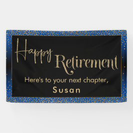 Happy Retirement Gold Confetti, Bright Blue Banner