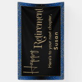 Happy Retirement Gold Confetti, Bright Blue Banner (Vertikal)