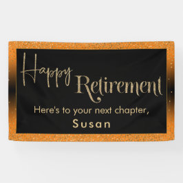 Happy Retirement Gold Confetti, Bright Orange Banner