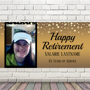 Happy Retirement Gold Confetti Budget One Foto Banner