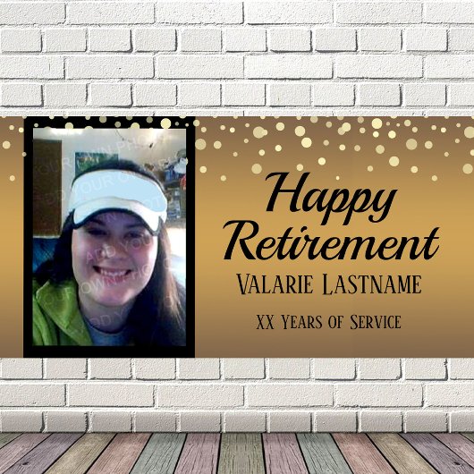 Happy Retirement Gold Confetti Budget One Foto Banner