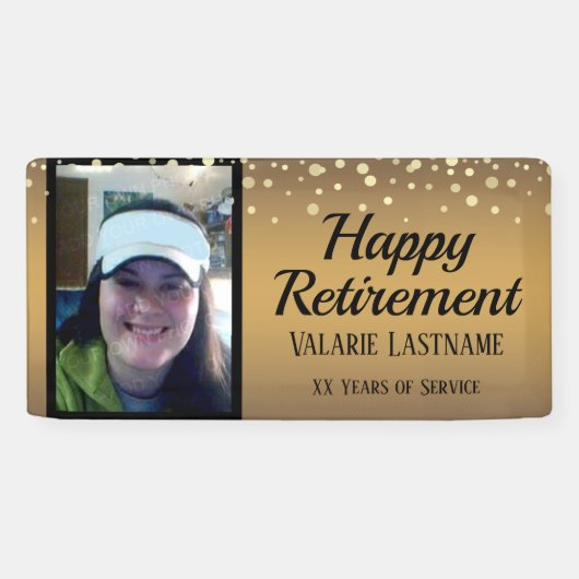 Happy Retirement Gold Confetti Budget One Foto Banner (Horizontal)