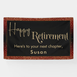 Happy Retirement Gold Confetti, Dark Burgundy Red Banner