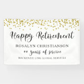 Happy Retirement Gold Confetti Script Personalisie Banner (Horizontal)