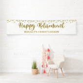 Happy Retirement Gold Confetti Script Personalisie Banner (Insitu)