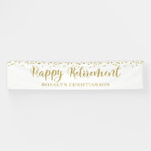 Happy Retirement Gold Confetti Script Personalisie Banner (Horizontal)