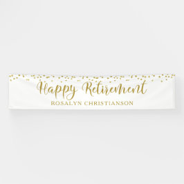 Happy Retirement Gold Confetti Script Personalisie Banner