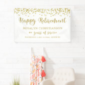 Happy Retirement Gold Confetti Script Personalisie Banner (Insitu)