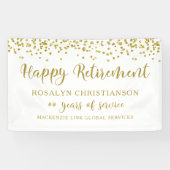 Happy Retirement Gold Confetti Script Personalisie Banner (Horizontal)