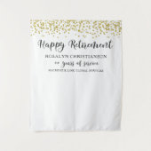 Happy Retirement Gold Confetti Script Personalisie Wandteppich (Vorderseite)
