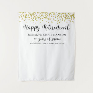 Happy Retirement Gold Confetti Script Personalisie Wandteppich