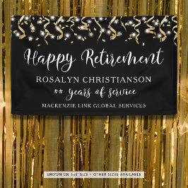 Happy Retirement Gold Confetti Streamers Skript Banner