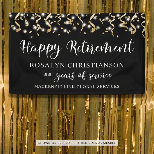 Happy Retirement Gold Confetti Streamers Skript Banner