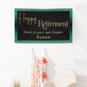 Happy Retirement Gold Glitzer Confetti Aquamarin O Banner (Insitu)