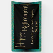 Happy Retirement Gold Glitzer Confetti Aquamarin O Banner (Vertikal)