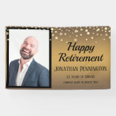 Happy Retirement Gold mit Confetti One Foto Banner (Horizontal)