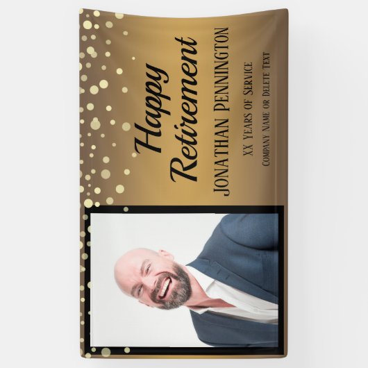 Happy Retirement Gold mit Confetti One Foto Banner (Vertikal)