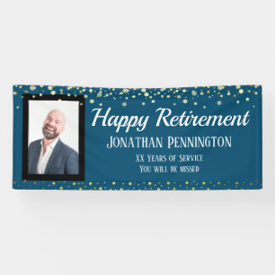 Happy Retirement Gold mit Confetti One Foto Banner