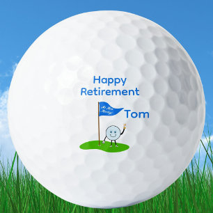 Happy Retirement Golf Ball Cartoon Holding Beer