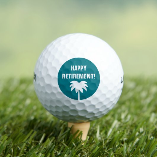 Happy Retirement Golf Ball Set mit Palmenlogo (Insitu T-Shirt)