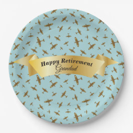 Happy Retirement Grand Military Flugzeug Print Pappteller