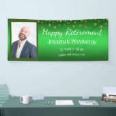 Happy Retirement Green Gold Confetti Ein Foto Banner (Messe)