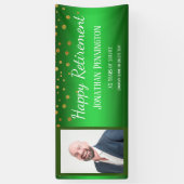 Happy Retirement Green Gold Confetti Ein Foto Banner (Vertikal)