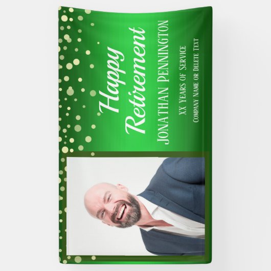 Happy Retirement Green mit Confetti One Foto Banner (Vertikal)
