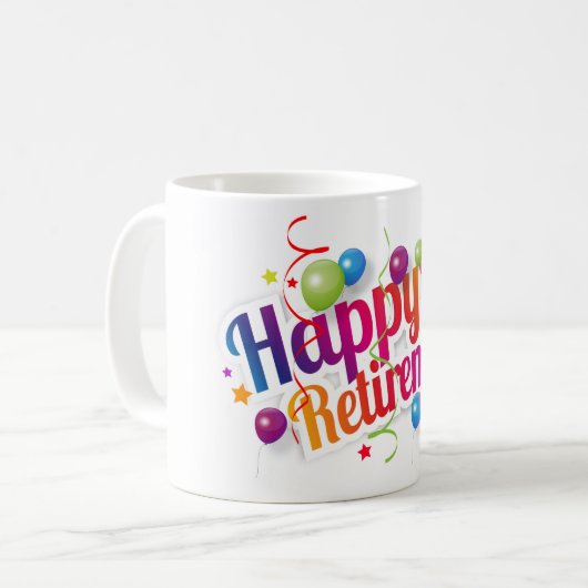Happy Retirement Kaffeetasse (Vorderseite Links)