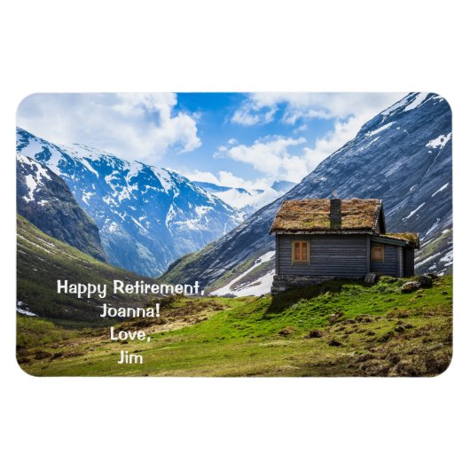 Happy Retirement Liebe Personalisierte Berghütte Magnet (Horizontal)