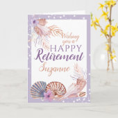 Happy Retirement Lila Seashell Coral Karte (Gelbe Blume)
