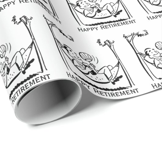 Happy Retirement Man in Hammock Geschenkpapier (Rolleneckpunkt)