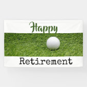 Happy Retirement mit Golfball auf grünem Gras Banner (Horizontal)