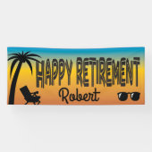 Happy Retirement mit Liegen und Palmen Banner (Horizontal)
