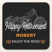 Happy Retirement mit Motorrad für Biker Rechteckiger Pappuntersetzer (Vorderseite)