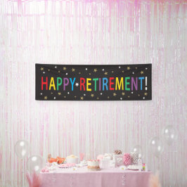 Happy Retirement mit Sternen und hellen Farben Banner