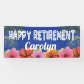 Happy Retirement mit tropischen Palmen und Blume Banner (Horizontal)
