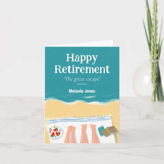Happy Retirement Mock Beach Book Cover Custom Card Dankeskarte (Vorderseite)