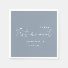 Happy Retirement Modern Dusty Blue Personalized  Serviette