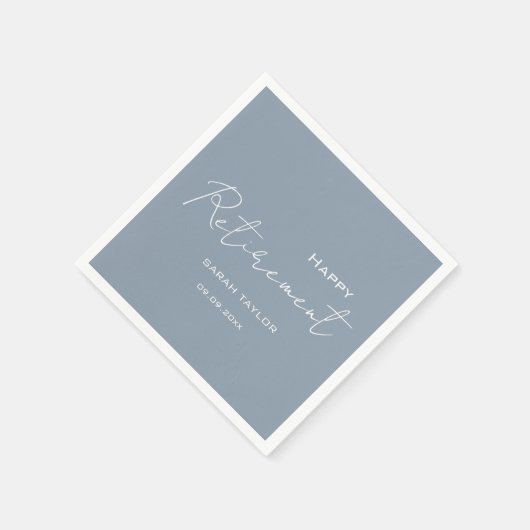 Happy Retirement Modern Dusty Blue Personalized  Serviette (Ecke)