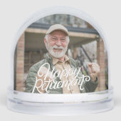 Happy Retirement Modern Script Personalized Photo Schneekugeln (Vorderseite)