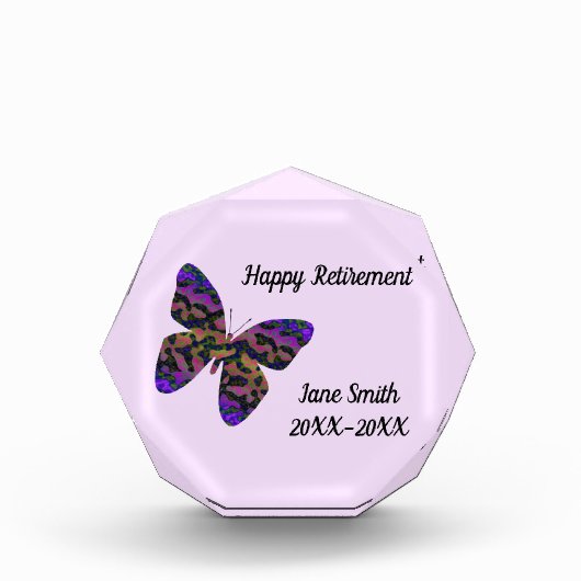 Happy Retirement Moderner Schmetterling Mitarbeite Fotoblock (Vorderseite)