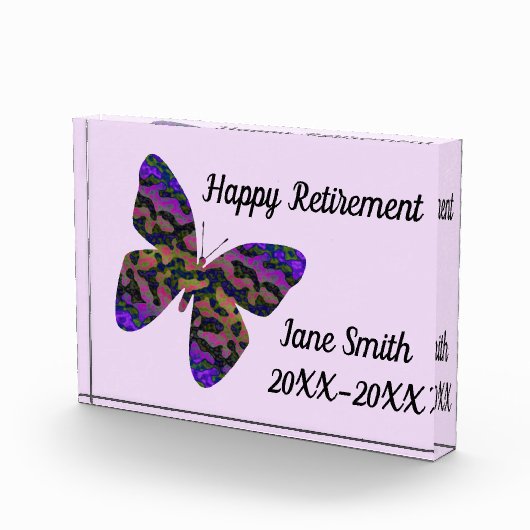 Happy Retirement Moderner Schmetterling Mitarbeite Fotoblock (Rechts)