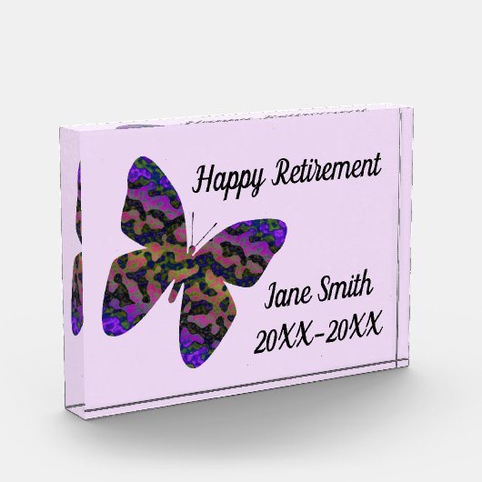 Happy Retirement Moderner Schmetterling Mitarbeite Fotoblock (Links)