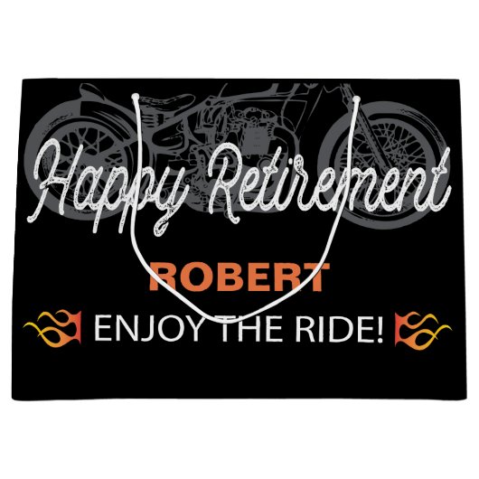 Happy Retirement Motorrad-Image für Biker Große Geschenktüte (Vorderseite)