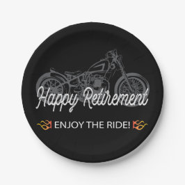 Happy Retirement Motorrad Rider Pappteller