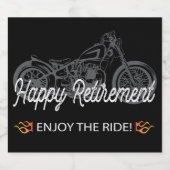 Happy Retirement Motorrad Rider Schaumweinetikett (Einzelnes Label)
