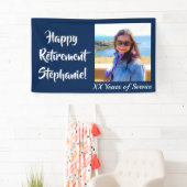 Happy Retirement Navy Blue Foto Retirement Party Banner (Insitu)