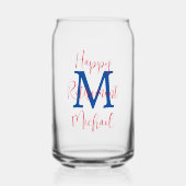 Happy Retirement Party Blue Monogram Red Name Dosenglas (Vorderseite)