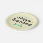 Happy Retirement Party Name Pappteller (Schrägansicht)